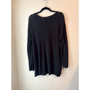 Eileen Fisher Textured Knit Tunic Sweater Size Med Black Lightweight Semi‎ Sheer